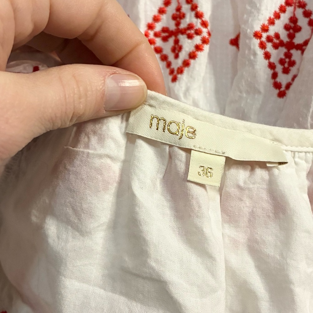 Maje Rolipa Embroidery Cotton Baby-Doll Dress - Picture 8 of 11